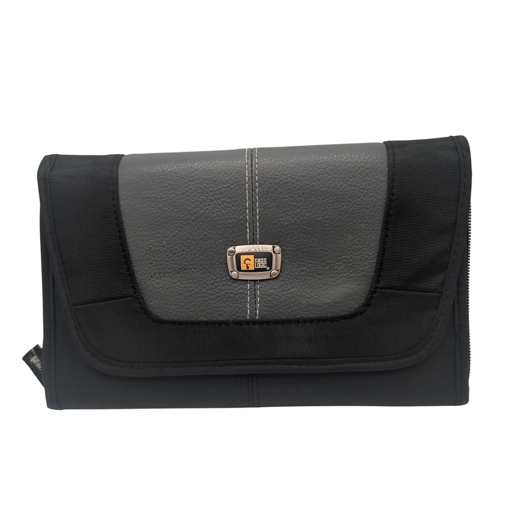 Case Logic Travel Organizer OS Black Grey Zip Wallet Nylon Faux Leather